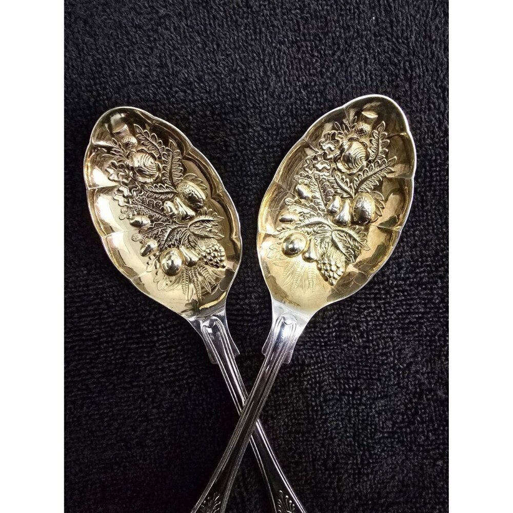EPNS AL Sheffield England Set of Kings Berry Spoons Gold & Silver plated 9" - Picture 3 of 7